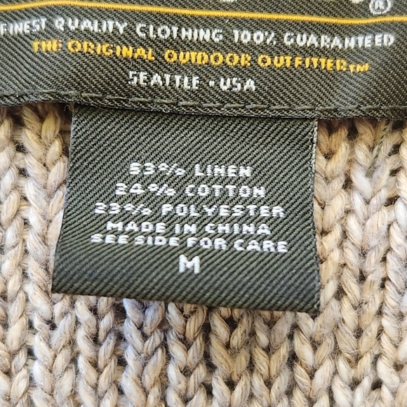 Eddie Bauer Cardigan Women's Medium Beige 3/4 Sleeve Linen Cotton Blend Sweater - Picture 4 of 12